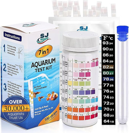 7 in 1 - Aquarium Test Strips | 100 Fast & Accurate Strips | Fish Tank by SJWAVE