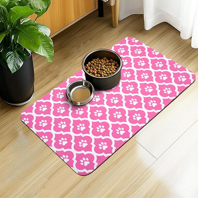 Dog Food Mat 16X24 Inch Pet Feeding Absorbent Mats by Xspatroias