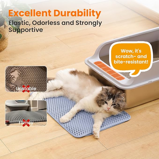 Small Cat Litter Mat, 20x14’’ Double Layer Honeycomb Cat Litter Box Mat - Image 6