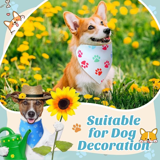 50 Pcs Blue Paw Print Dog Bandanas Bulk Animal Footprint Bandanas - Image 6