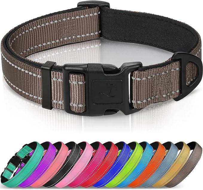 Joytale Reflective Dog Collar, Soft Neoprene Padded, Metal D-Ring, Nylon Pet by Joytale