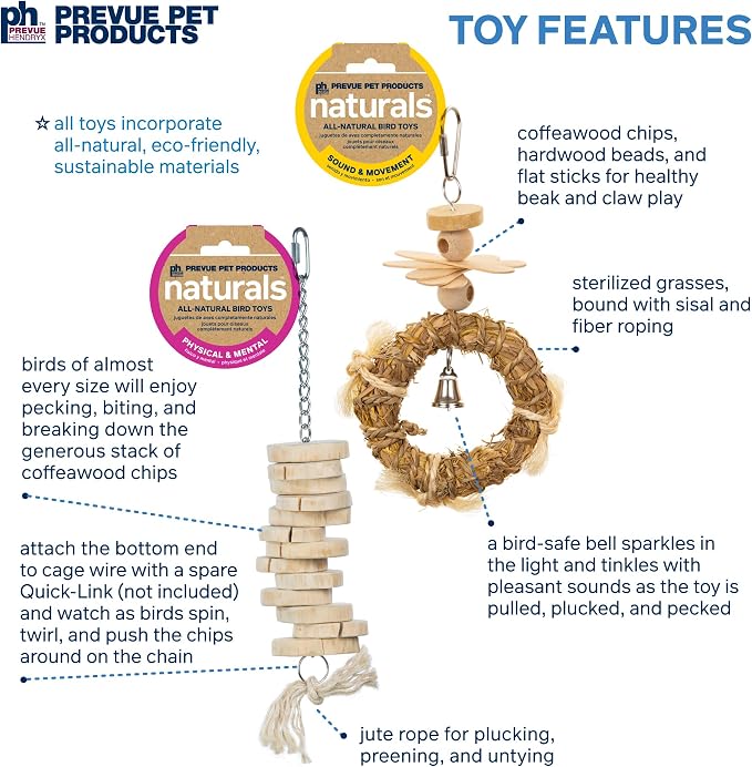 Prevue Pet Products Wholesome Naturals 4 Piece Bird Toy Bundle - Image 3