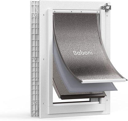 Baboni 3-Flaps Pet Door for Interior and Exterior Doors, Durable Plastic Frame by Baboni