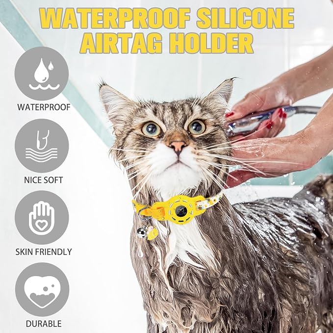 BINGPET AirTag Cat Collar with Bells, Upgraded Safety Elastic Cat Collar with - Image 5