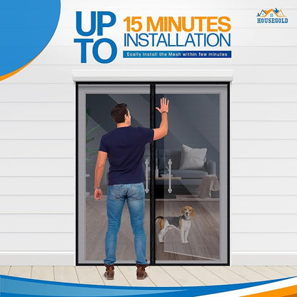 Magnetic Closure Screen Door for 62"x81" French Door Sliding Door Pet and Dog - Image 7