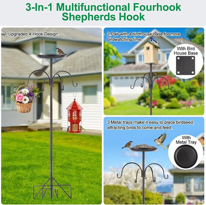 4-Hook Shepherds Hooks for Outdoor, Adjustable Garden Hook for Plant Baskets - Image 6