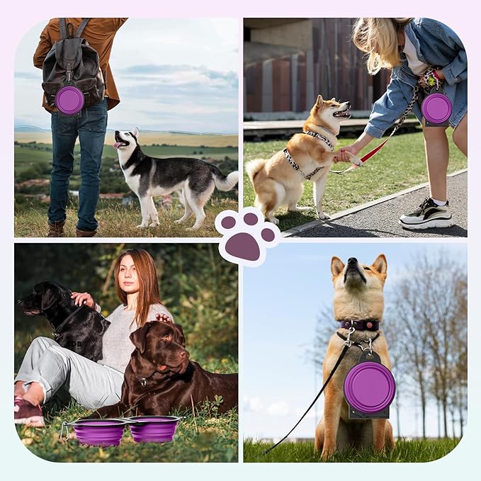Pawaboo 2-in-1 Collapsible Dog Bowls, Dual Puppy Food and Water Bowls, 180° - Image 7