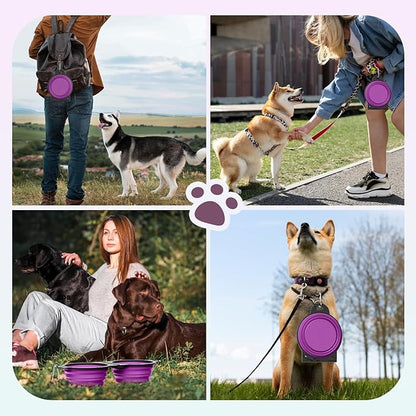 Pawaboo 2-in-1 Collapsible Dog Bowls, Dual Puppy Food and Water Bowls, 180° - Image 7