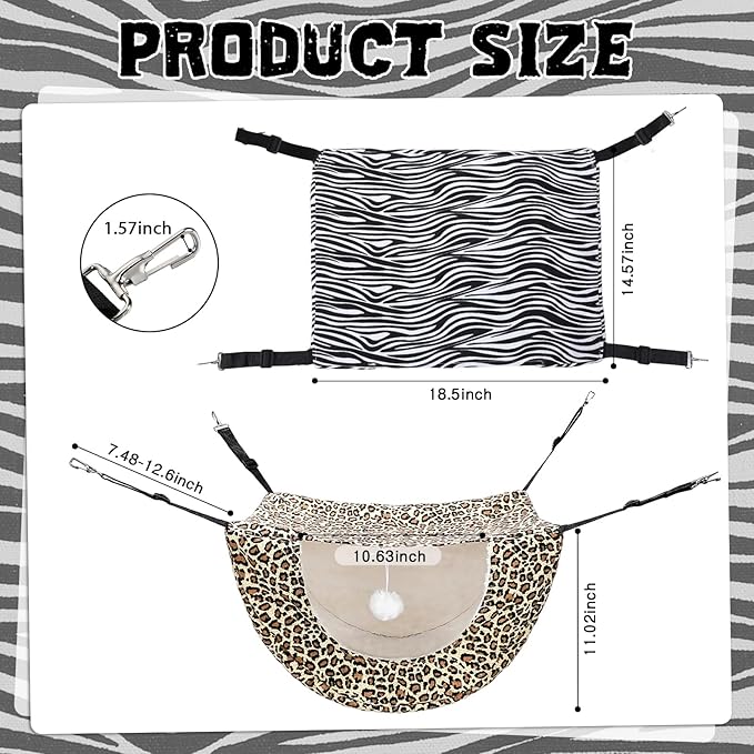 Unittype 2 Pieces Cat Cage Hammock Hanging Pet Bed Double Layer Soft Plush - Image 2