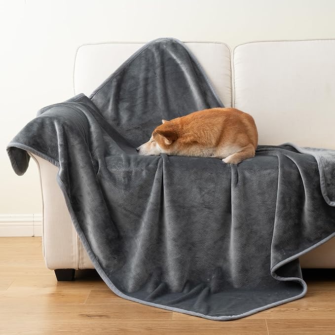 Waterproof Dog Blankets Dark Grey, Soft Fluffy Sofa Car Bed Protector, - Image 9