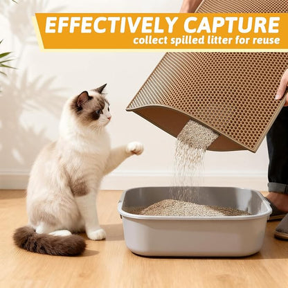 Pieviev Cat Litter Mat Double Layer Waterproof Urine Proof Trapping Mat 1 Pack - Image 3