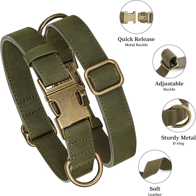 Didog Soft PU Leather Dog Collar, Stylish Quick Released Dog Collars - Image 2