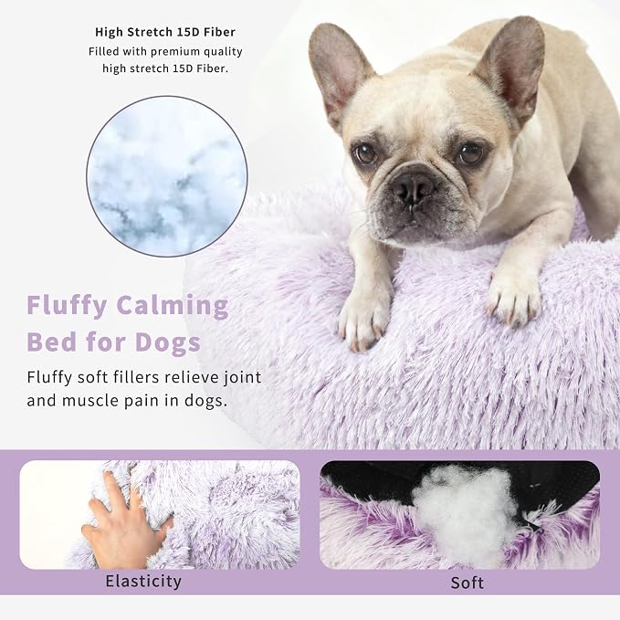 Calming Donut Dogs Beds for Small Dogs Washable, 23inch Plush Round Pet Bed for - Image 3
