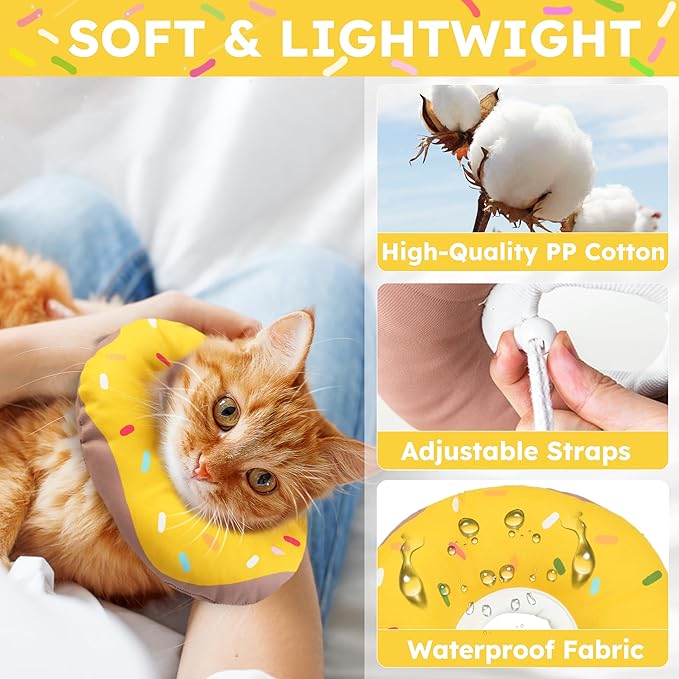 Cat Cone Collar Soft, Waterproof Cat Recovery Collars Spay Cones to Stop - Image 3