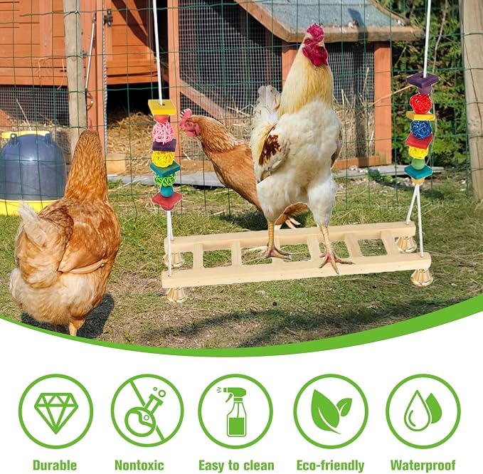 Jorewood Chicken Coop Swings, Outdoor Poultry Exercise Perch - Image 5