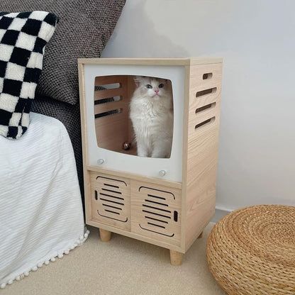 Cat House Side Table, 2-in-1 Wooden Cat House and Bedside Table - Image 5