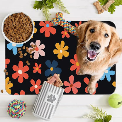 Abstract Groovy Flower Dog Food Mat - Image 7
