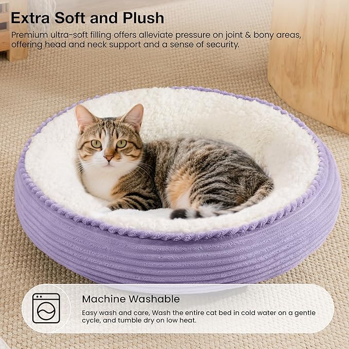 Love's cabin Round Donut Cat and Dog Cushion Bed, 20in Pet Bed - Image 7