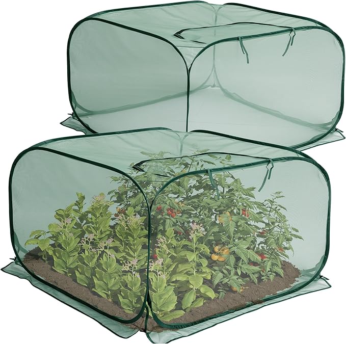 2 Pcs Pop Up Mesh Plant Cover, Garden Net Cage Guard Cover by PurpleStar