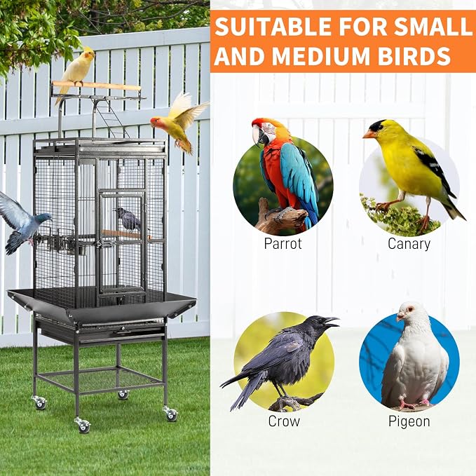 VINGLI Bird Cage with Rolling Stand - Image 6