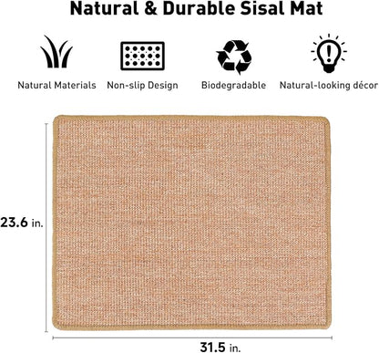 FUKUMARU Cat Scratcher Mat, 23.6 X 31.5 Inch Natural Sisal Cat Scratch Mats - Image 2