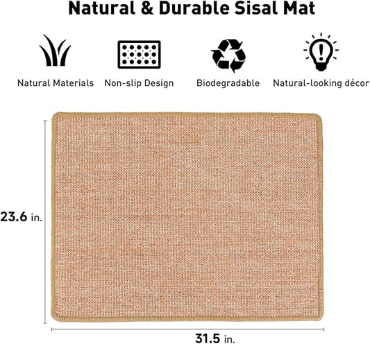 FUKUMARU Cat Scratcher Mat, 23.6 X 31.5 Inch Natural Sisal Cat Scratch Mats - Image 2