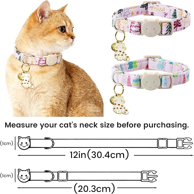 Elegant little tail 2 Pack Cat Collar- Christmas Cat Collars Breakaway - Image 6
