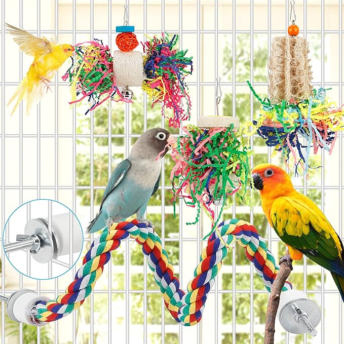 Foraging Toys Parakeet Chewing Hanging Toy Shredded Paper Bird Cage Accessories - Image 4