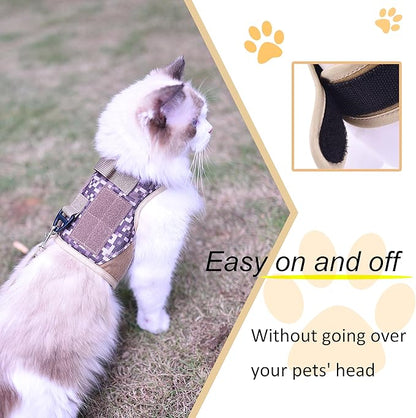 Tactical Cat Harness and Leash for Walking Escape Proof, Desert Camo, - Image 4