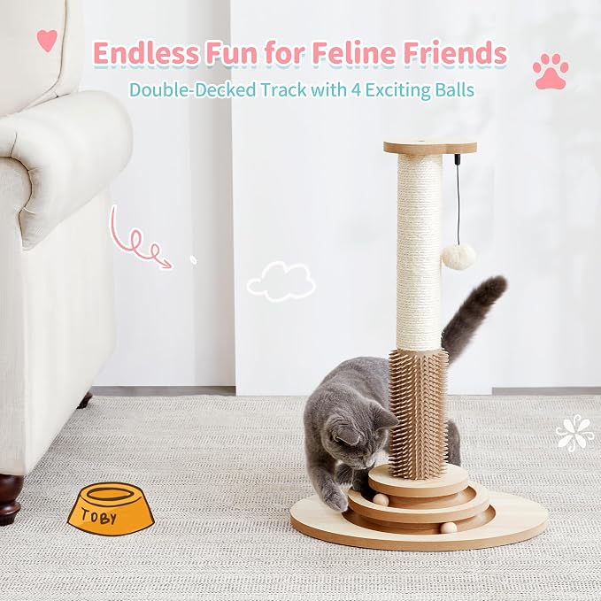 Made4Pets Cat Scratching Post, 4-in-1 Interactive Trackball Toys - Image 9