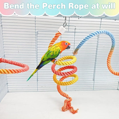 BNOSDM 3 Pcs Rope Perches for Bird Cages Gradient Sunset Color Bendable - Image 3