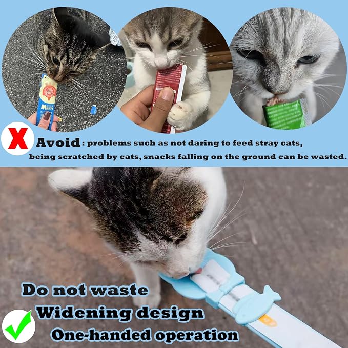 Cat Treat Spoon & 3 Pcs Can Lids | Cat Strip Feeder Squeeze - Image 4