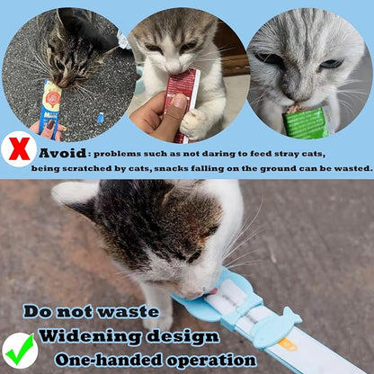 Cat Treat Spoon & 3 Pcs Can Lids | Cat Strip Feeder Squeeze - Image 4