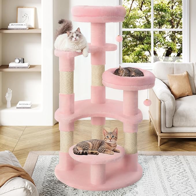 Allewie 55.5 in Cat Tree for Indoor Kitties/Soft Plush Perches/Multi-Level Cat - Image 2
