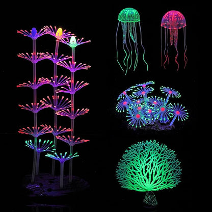 Lpraer 5 Packs Glow Aquarium Decorations Branch Coral Tree Glowing Jellyfish - Image 5