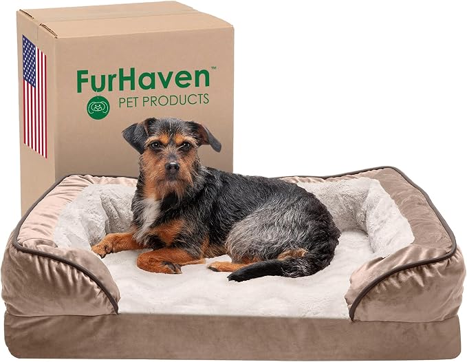 Furhaven Memory Foam Dog Bed for Medium/Small Dogs w/ Removable Bolsters & by FurHaven