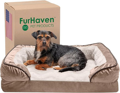 Furhaven Memory Foam Dog Bed for Medium/Small Dogs w/ Removable Bolsters & by FurHaven