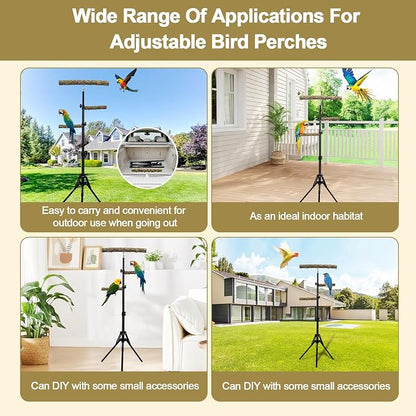 3-Layer 16-63 Inch Height Adjustable Bird Perch Pepper Wood Birds Training - Image 6