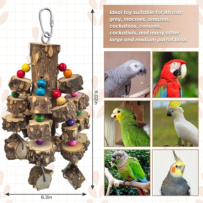 PINVNBY Wood Parrot Toys for Large Birds, Wire Link Durable Macaw Toys Extra - Image 7