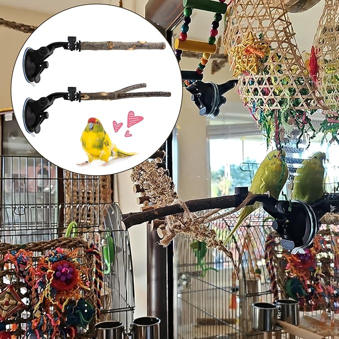 2 Pcs Parrot Perch Stand, Strong Suction Cup Bird Perch, Movable Perch Stand - Image 6
