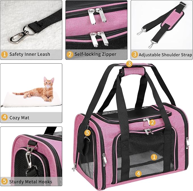 Soft-Sided Cat/Dog/Pet Carrier, Collapsible Pets Travel Carriers - Image 4
