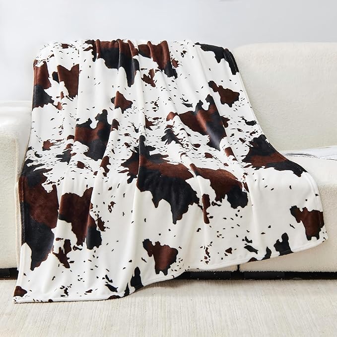 Bnuitland Cow Printed Fleece Flannel Throw Blanket, 300 GSM Double Sided Fuzzy by BNUITLAND