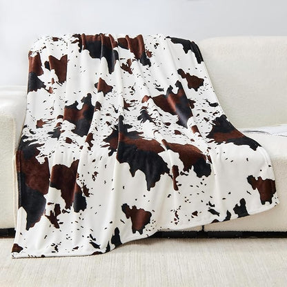 Bnuitland Cow Printed Fleece Flannel Throw Blanket, 300 GSM Double Sided Fuzzy by BNUITLAND