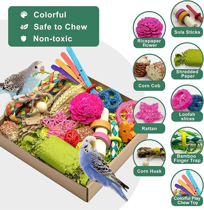 Natural Bird Toy Foraging Parrot Shredding Toys Box Conure Chewing Toys - Image 3