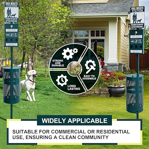 Qinyoung Dog Waste Station Galvanized Steel Outdoor Pet Bin - Image 5