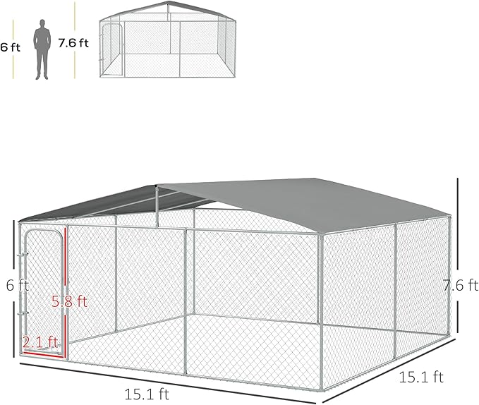PawHut Outdoor Dog Kennel, Heavy Duty Dog Run Outdoor Fence - Image 7