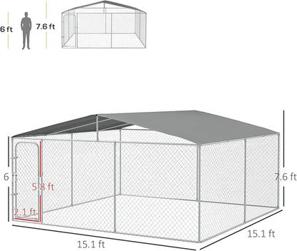 PawHut Outdoor Dog Kennel, Heavy Duty Dog Run Outdoor Fence - Image 7