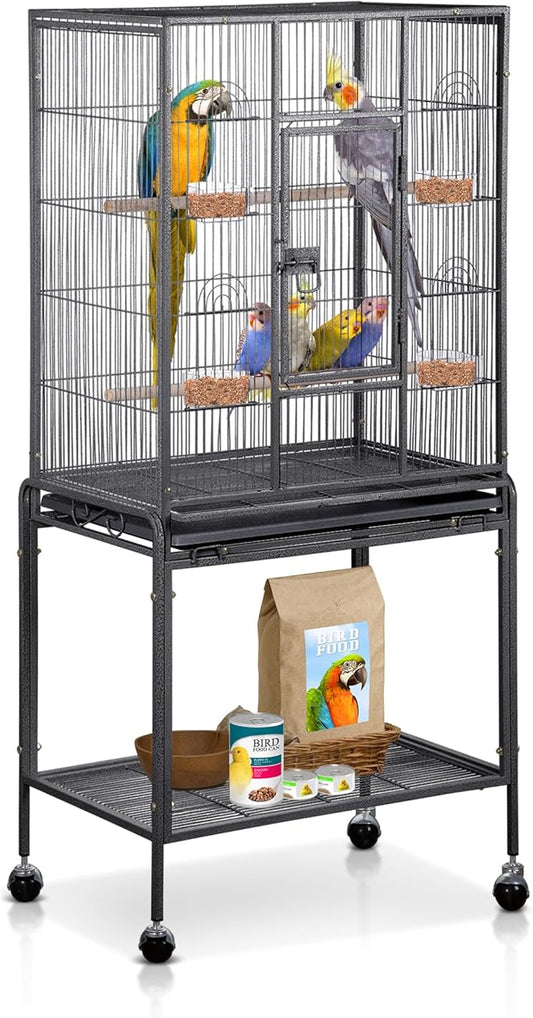 SUPER DEAL 53-Inch Rolling Bird Cage Large Wrought Iron Cage by Superdeal