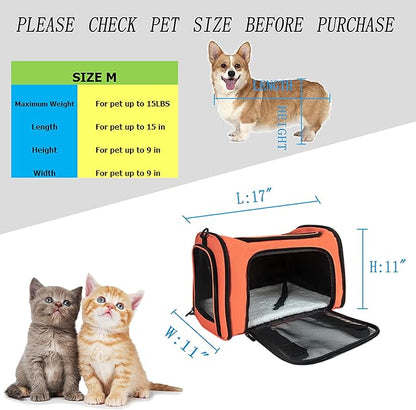 Soft Sided Carrier for Small Medium Cats Dogs, TSA Airline Approved Collapsible - Image 4