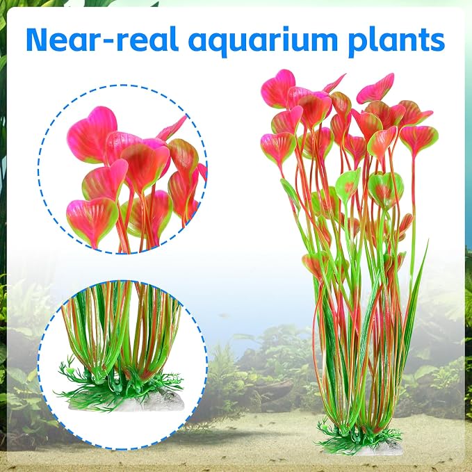AQUANEAT Artificial Fish Tank Plants, Plastic Aquarium Accessories Large - Image 2